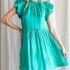 Emerald Green Satin Dress